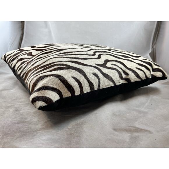 Hairon Hide Leather Zebra Print Throw Pillow Includes Zip Up Cover with Insert - Picture 6 of 9